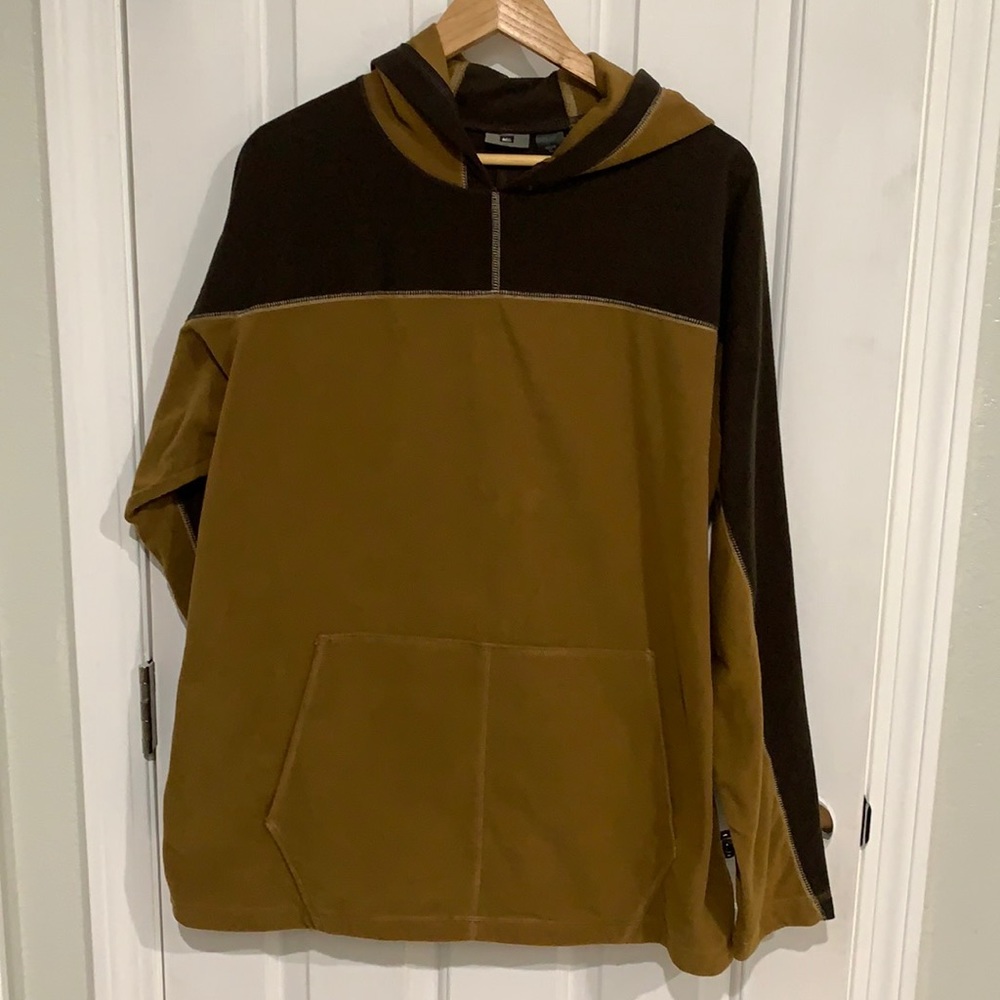 Men’s, pullover hoodie, microfleece, REI, brown